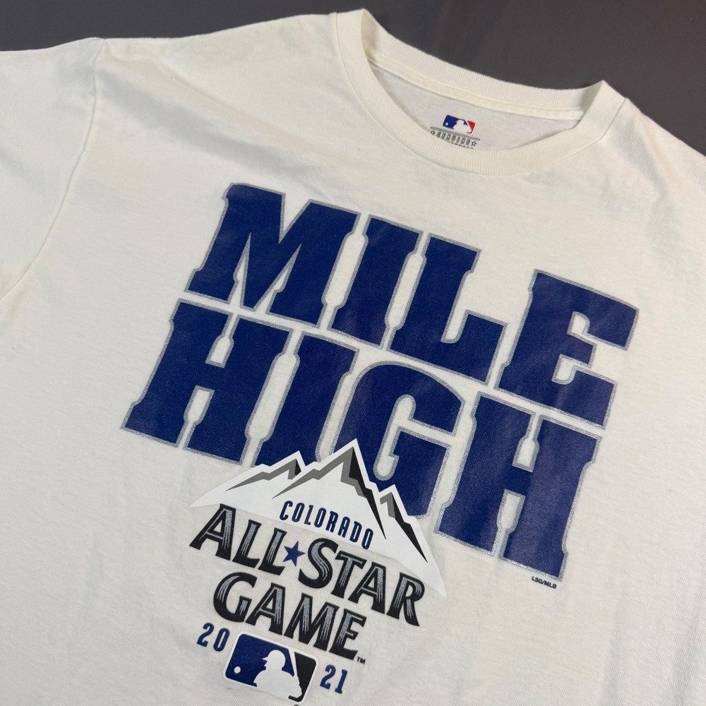 MLB Colorado All Star Game 2021 Mile High T-Shirt Mens Large White Baseball Tee